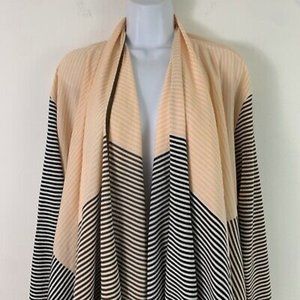 St. John Sport Striped Colorblock Open Front Waterfall Cardigan Women's Sz S